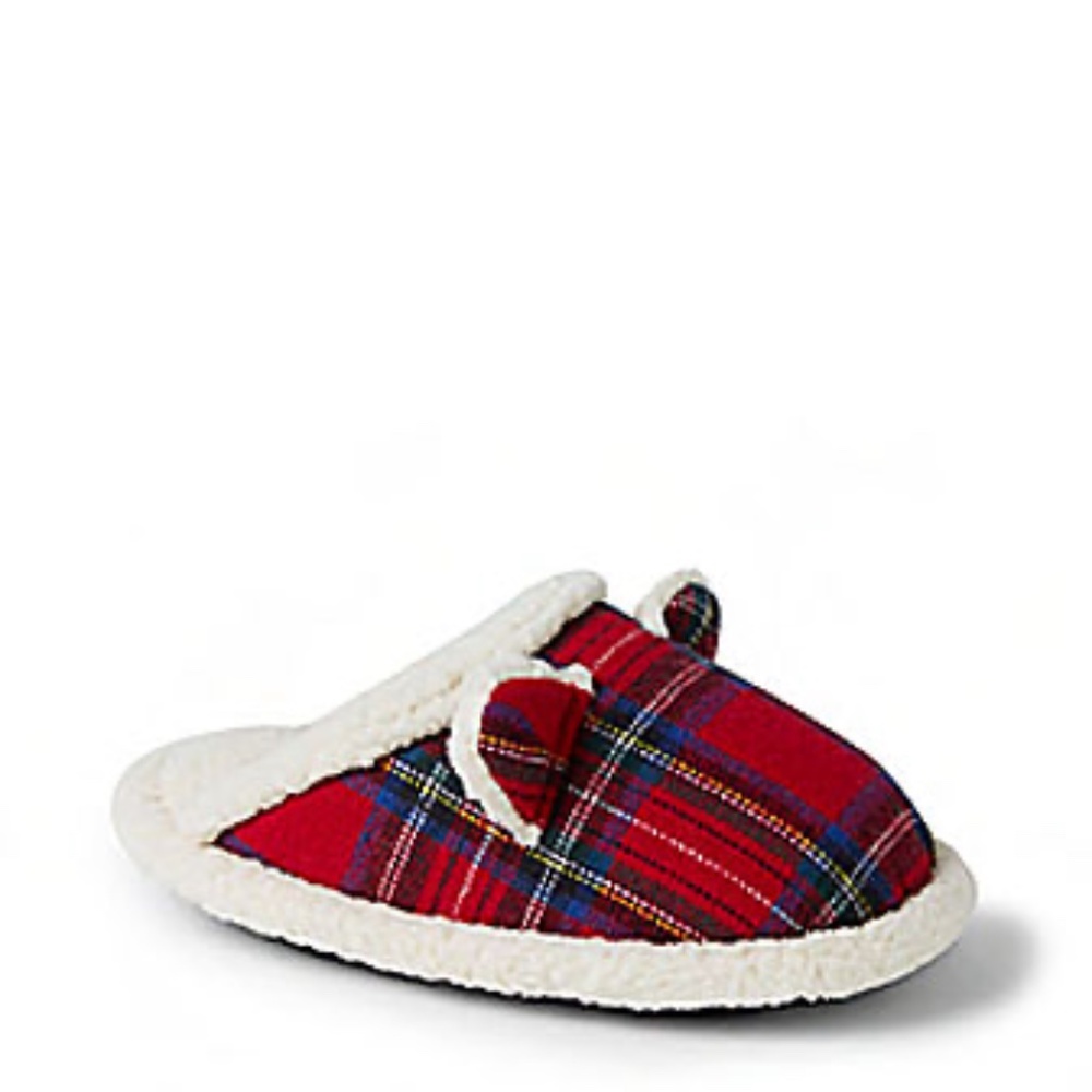 Bee & Willow Plaid Scuff Kids Slippers in Red